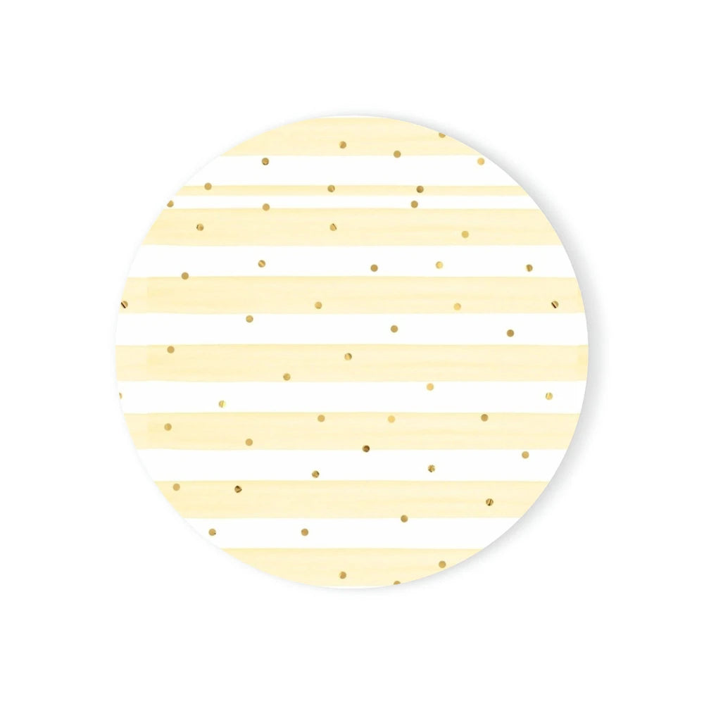 Round Absorbent Ceramic Coaster with Cork Base | Marble Decor