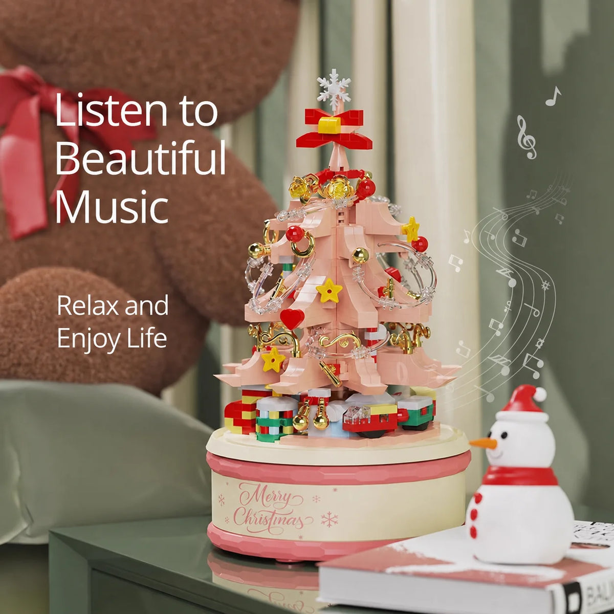LED Christmas Tree Building Block Music Box – 683 PCS Set