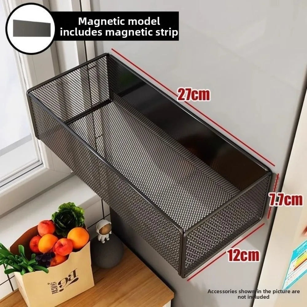 Magnetic Metal Wire Basket Organizer for Fridge & Pegboard