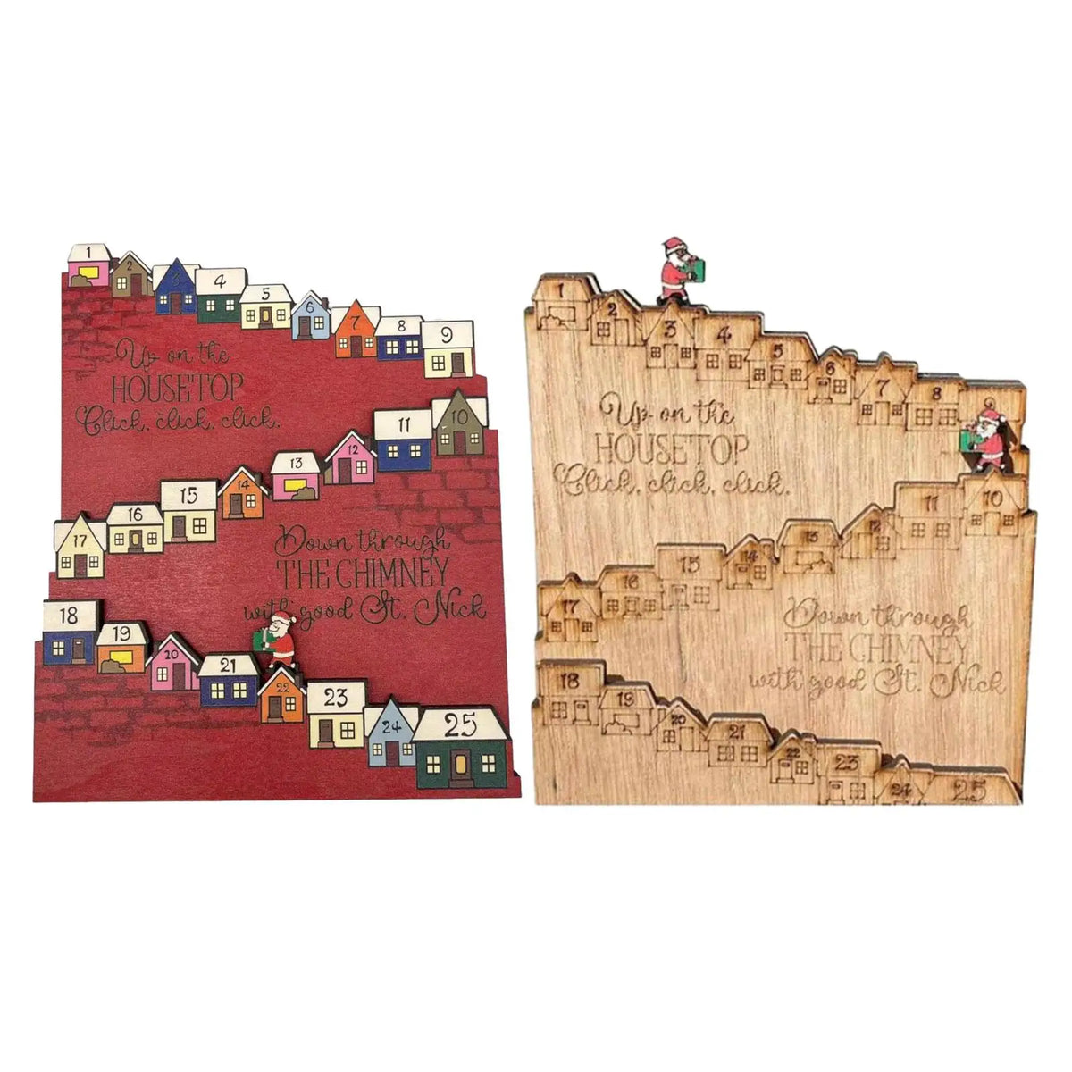 Reusable Wooden Advent Calendar with Santa Figure | Christmas Decor