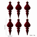 Flocked Irregular Christmas Ornaments – 6-Piece Burgundy Set