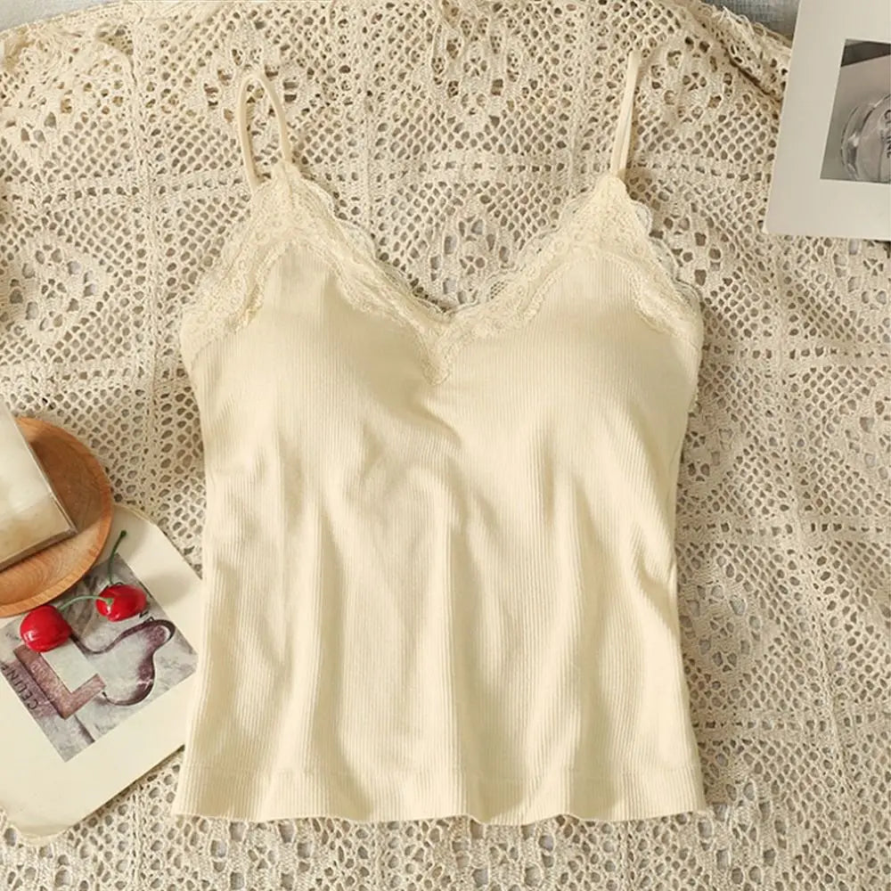 Women's Lace Camisole Crop Top – Wire-Free Breathable Bra