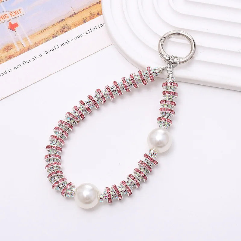 Pearl Rhinestone Bracelet Phone Wrist Strap Lanyard Charm