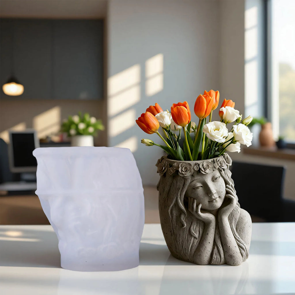 Floral Silicone Mold – DIY Concrete Resin Candle & Planter Cast