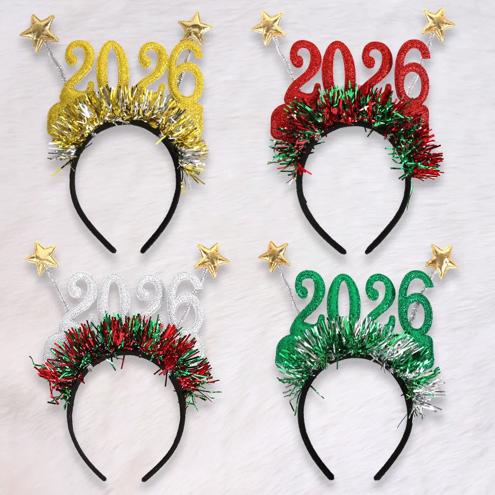 2026 New Year Glitter Sequin Headband – Party Hair Hoop