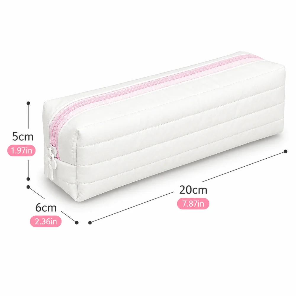 Large-Capacity Cream Pencil Case – Cute Rabbit Stationery Bag