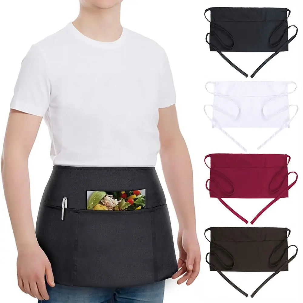 Unisex 3-Pocket Half Waist Chef Apron | Polyester Canvas