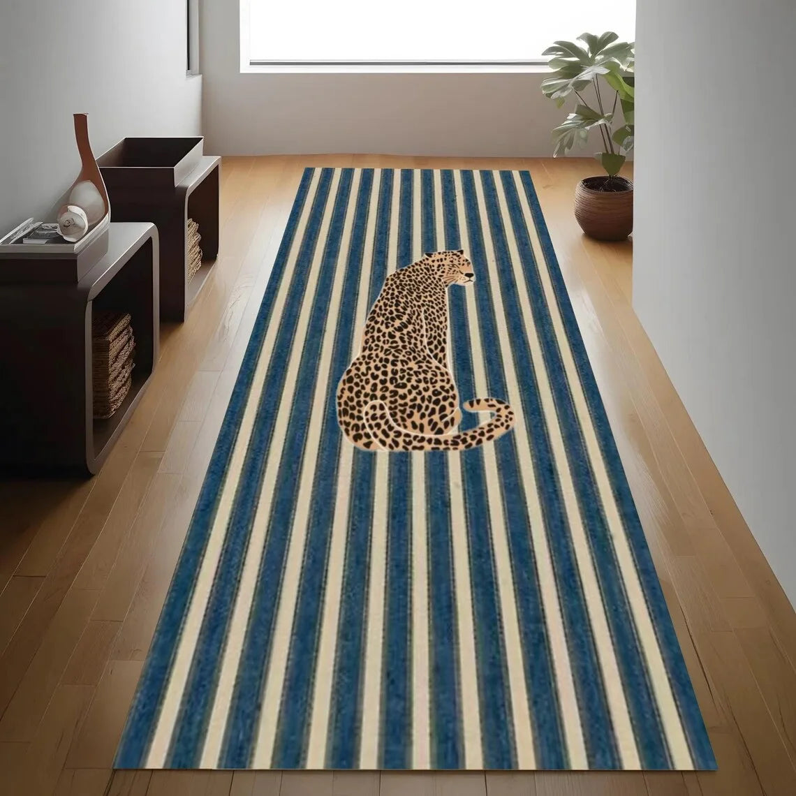 Leopard Print Runner Rug | Non-Slip Hallway & Kitchen Mat