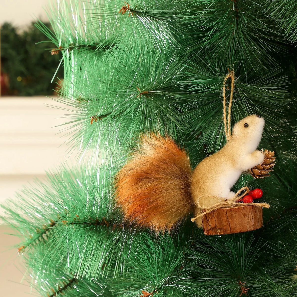 Squirrel Plush Christmas Ornament – Woodland Holiday Décor