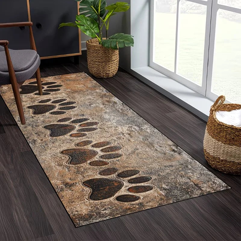 Dog Paw Print Kitchen Runner Rug – Non-Slip Washable Mat