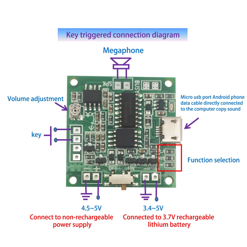 8MB Voice Playback Module – DIY Sound Module | Micro USB
