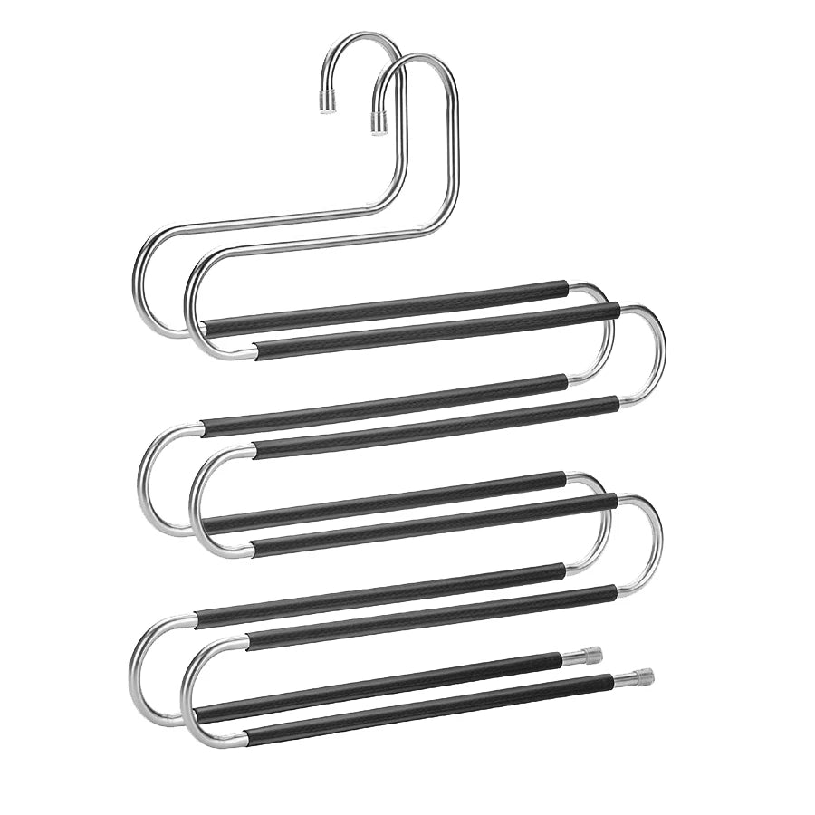S-Shape Pants Hangers Space Saver | 5-Layer Stainless Steel