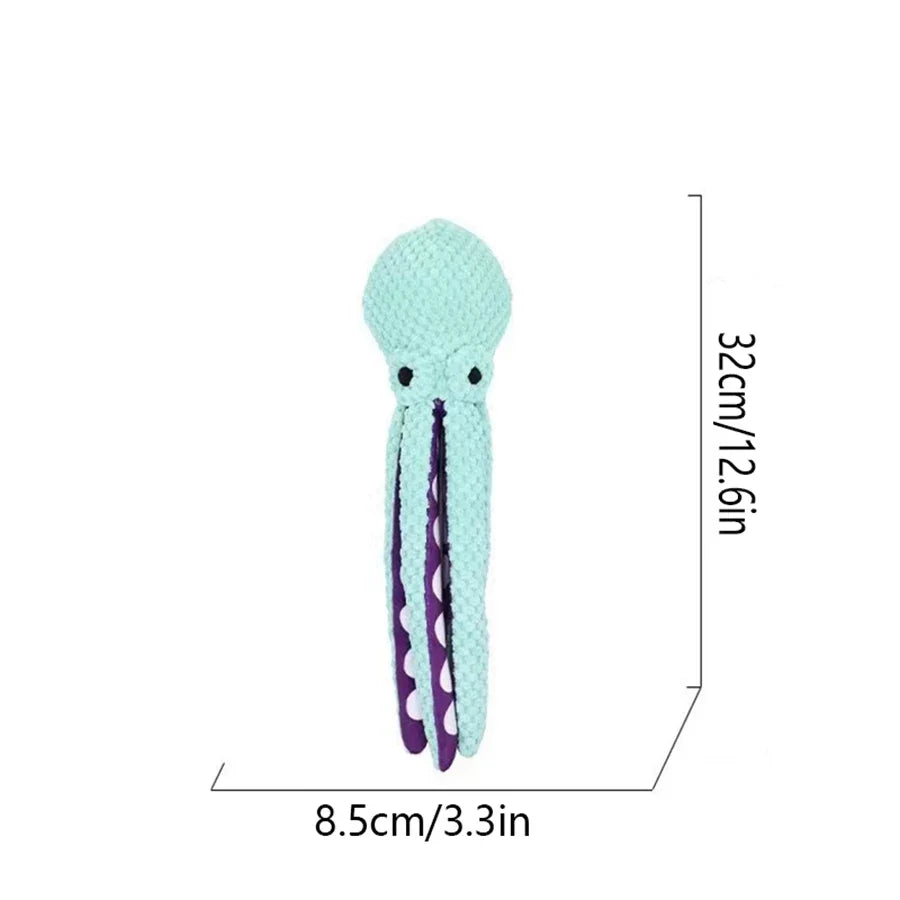 Pet Plush Octopus Dog Toy – Interactive Squeaky Chew Toy