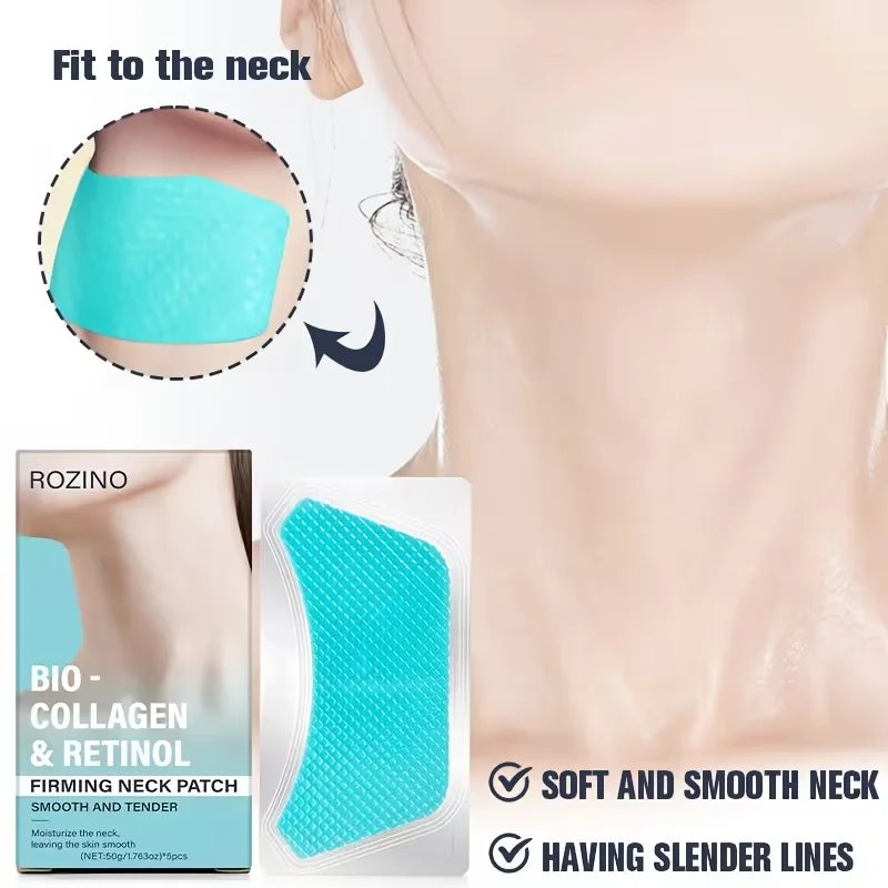 ROZINO Bio-Collagen Neck Lifting Gel Mask Patches – 5-Pack
