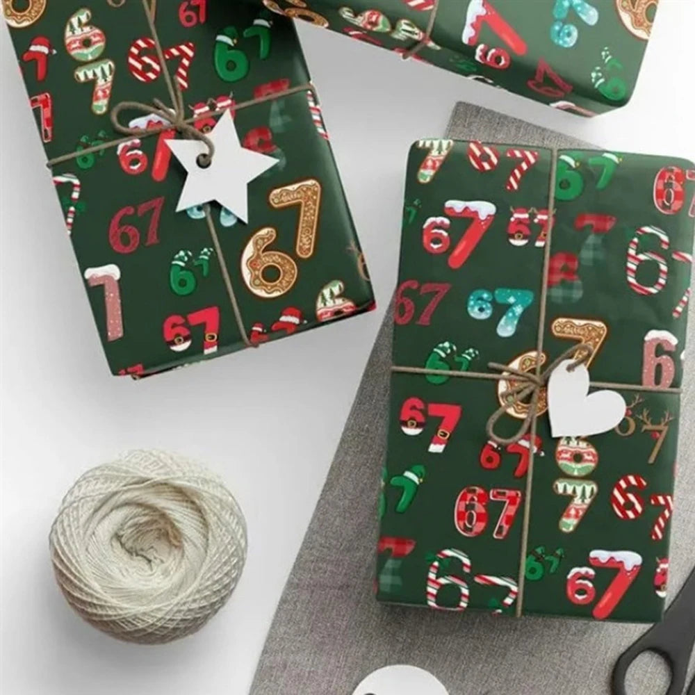 Funny "67" Christmas Wrapping Paper – Gag Gift Wrap 2 Sheets