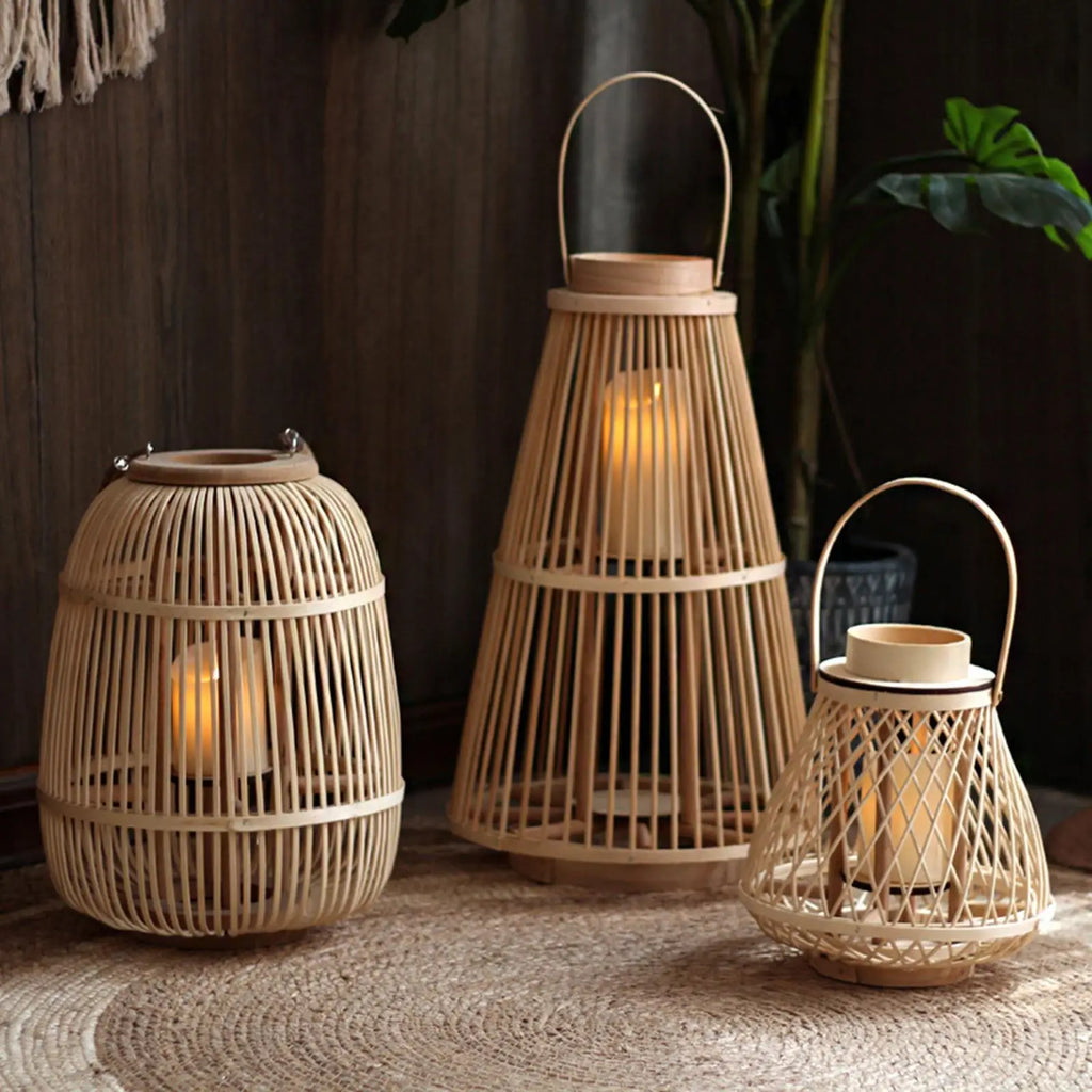 Hand Woven Bamboo Candle Holder Lantern | Hanging Home Decor