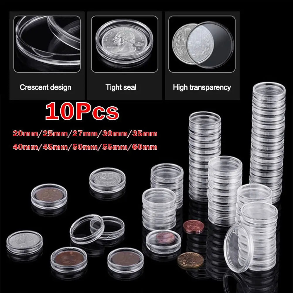 Clear Acrylic Coin Capsules 10-Pack – Protective Holders