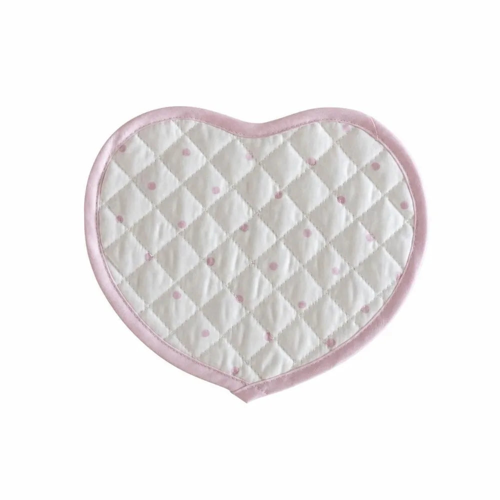 Heart-Shaped Quilted Cotton Placemat – Polka Dot & Plaid Coaster