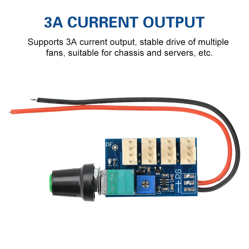 4-Channel DC 12V PWM Fan Speed Controller – Manual Knob