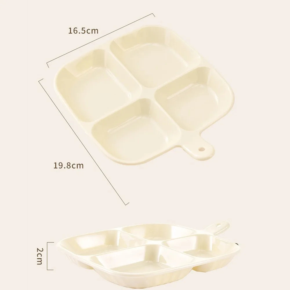 4-Grid Divided Plate | Reusable Compartment Food Dish