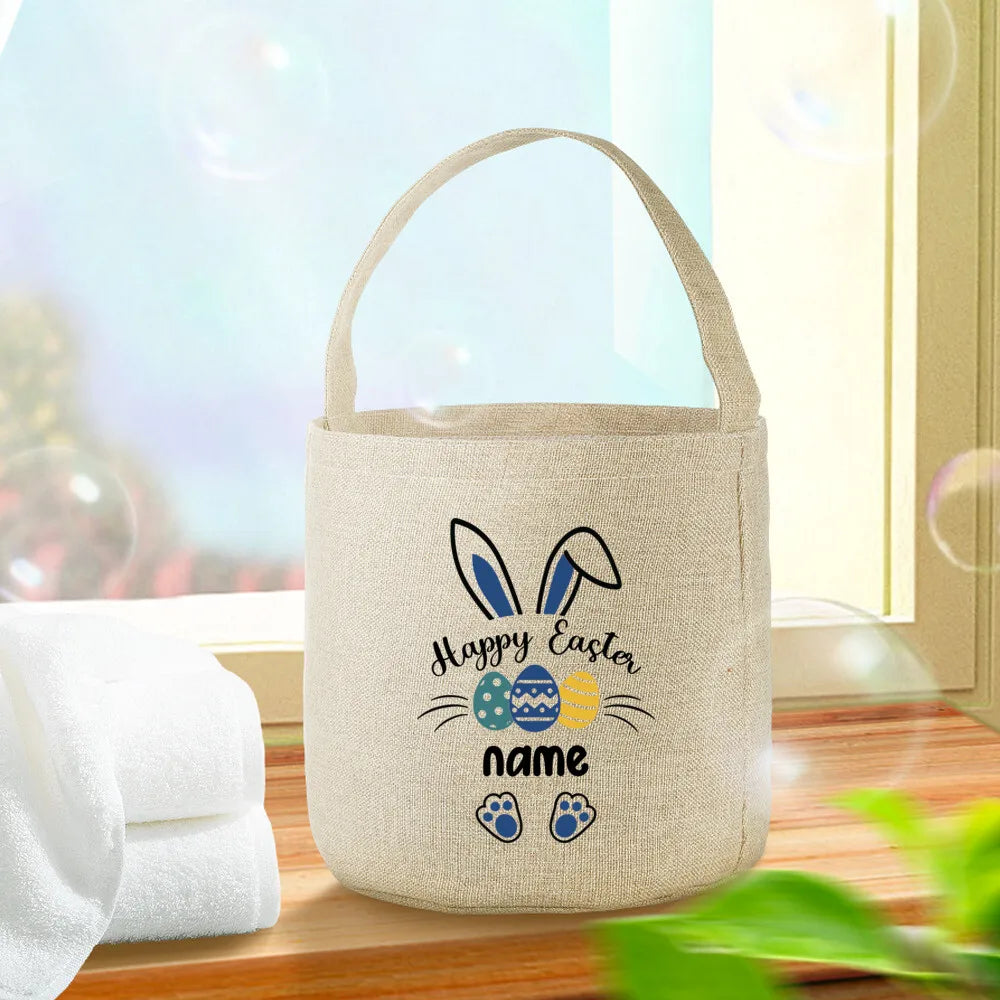 Personalized Easter Bunny Linen Tote Bag – Kids Gift Bag