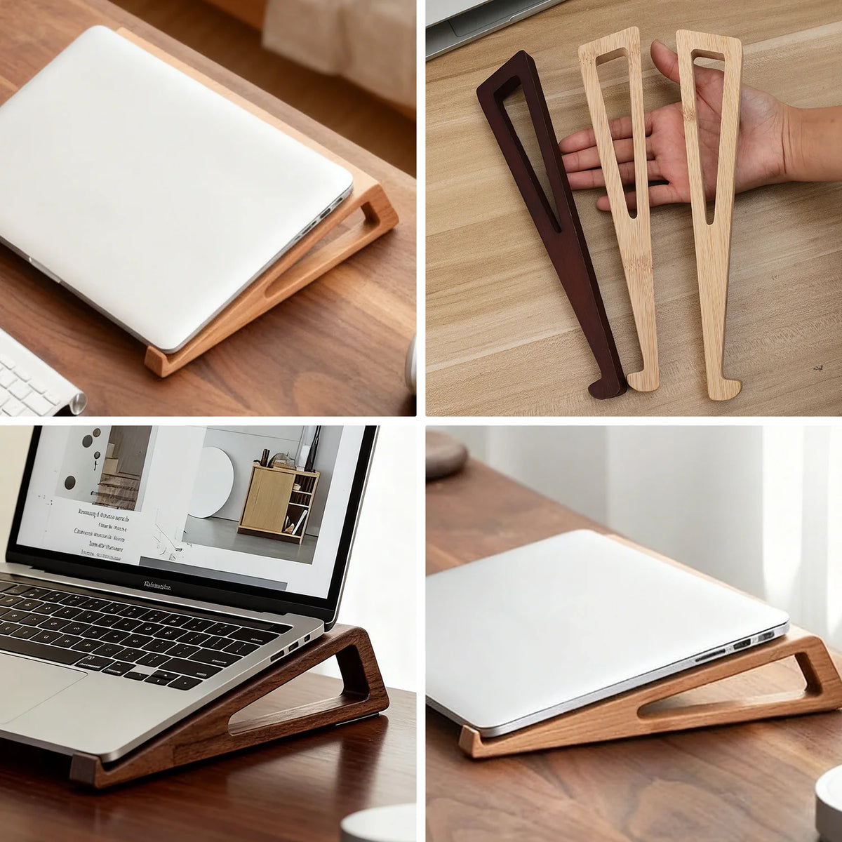 Wooden Laptop Stand – Universal Non-Slip Riser for 11–17" Laptops