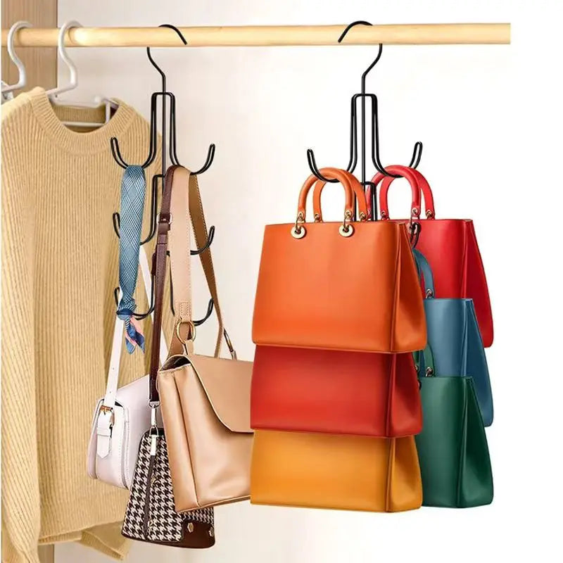 Rotating Metal Purse Hanger Organizer | Closet Handbag Holder