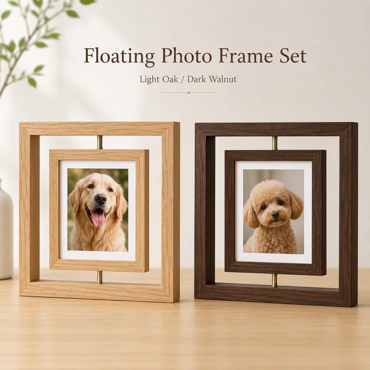 Double-Sided Rotating 7" Wooden Pet Photo Frame | Paw Print