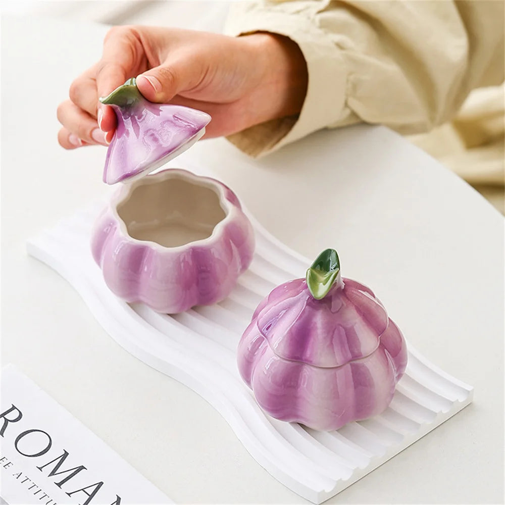 Purple Garlic Ceramic Storage Jar – Candy & Nut Container