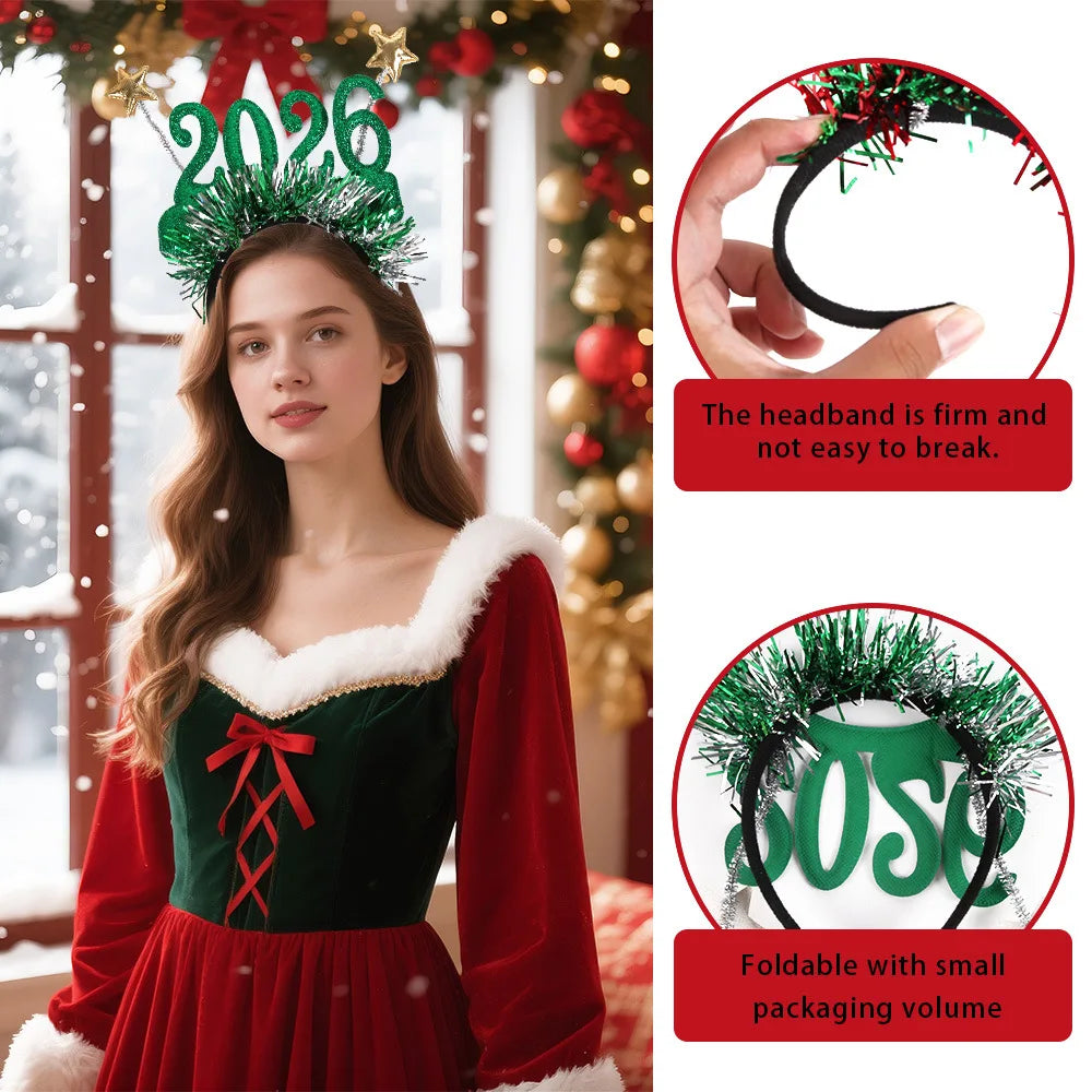 2026 New Year Glitter Sequin Headband – Party Hair Hoop