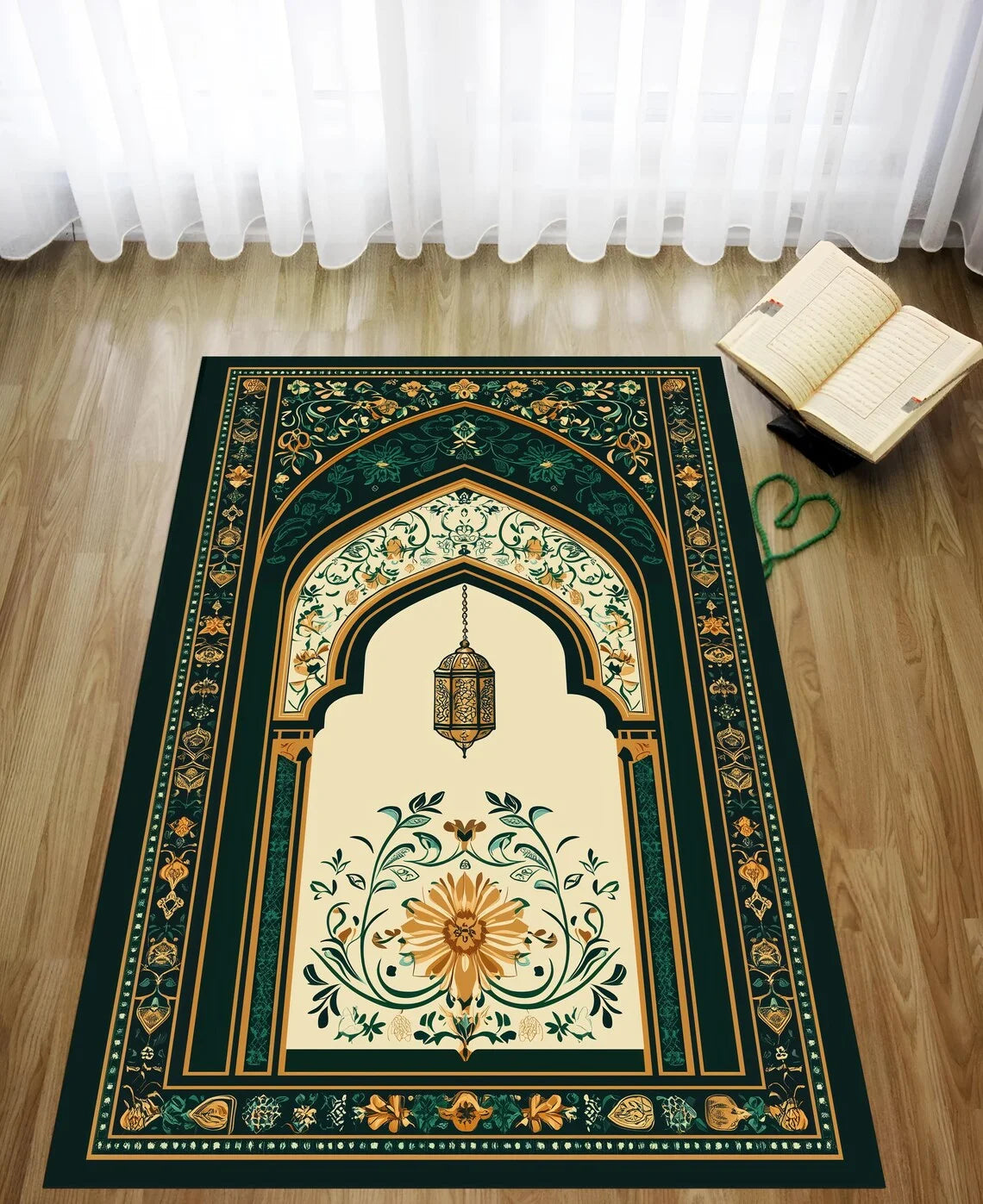 Islamic Prayer Mat | Persian Floral Non-Slip Sajadah Rug
