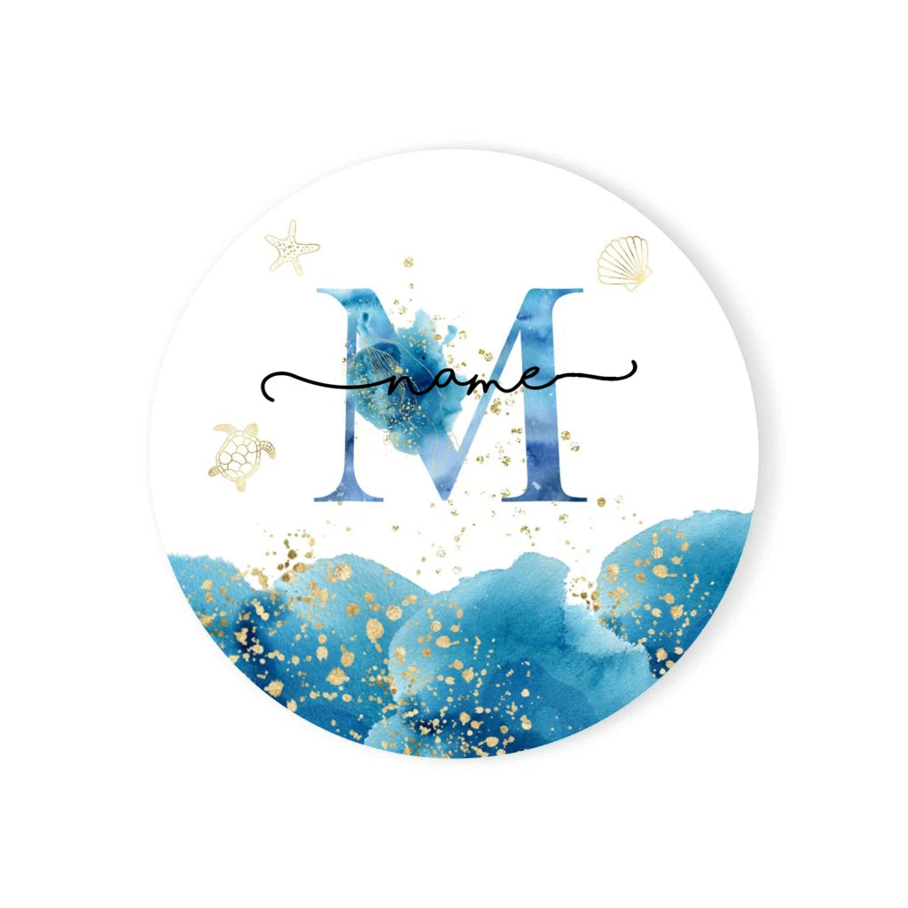Personalized Ceramic Coaster – Custom Name & Ocean Design Gift