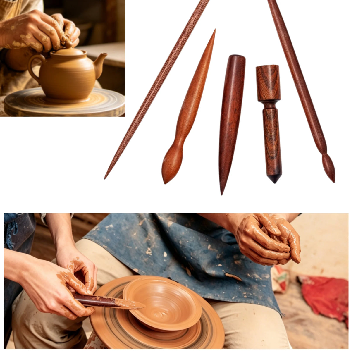 Wooden Pottery Clay Shaping & Carving Tool | Hardwood