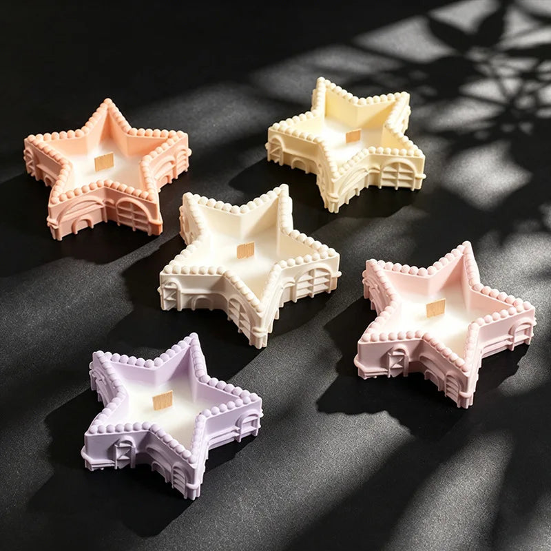 Star & Moon Silicone Candle Mold – DIY Holder & Tray