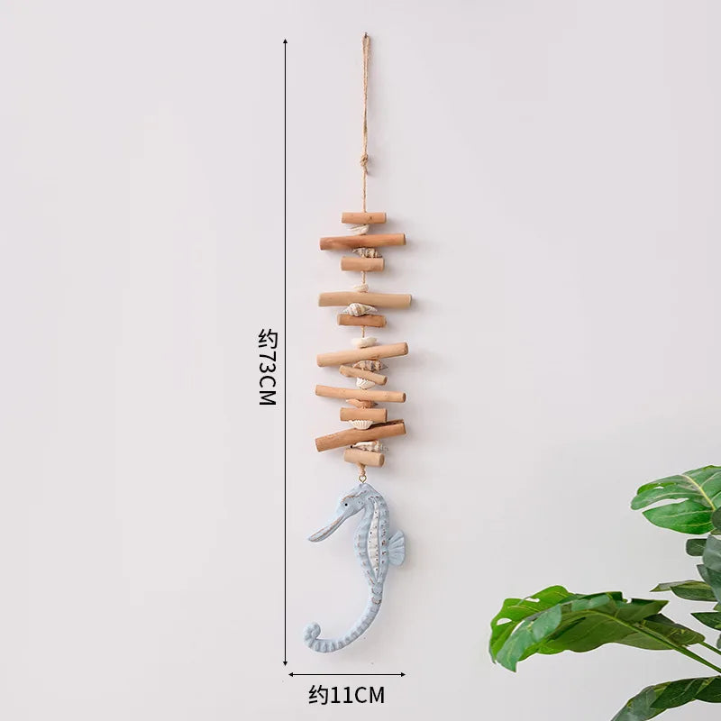 Coastal Seahorse Wall Hanging – Driftwood & Shell Nautical Decor