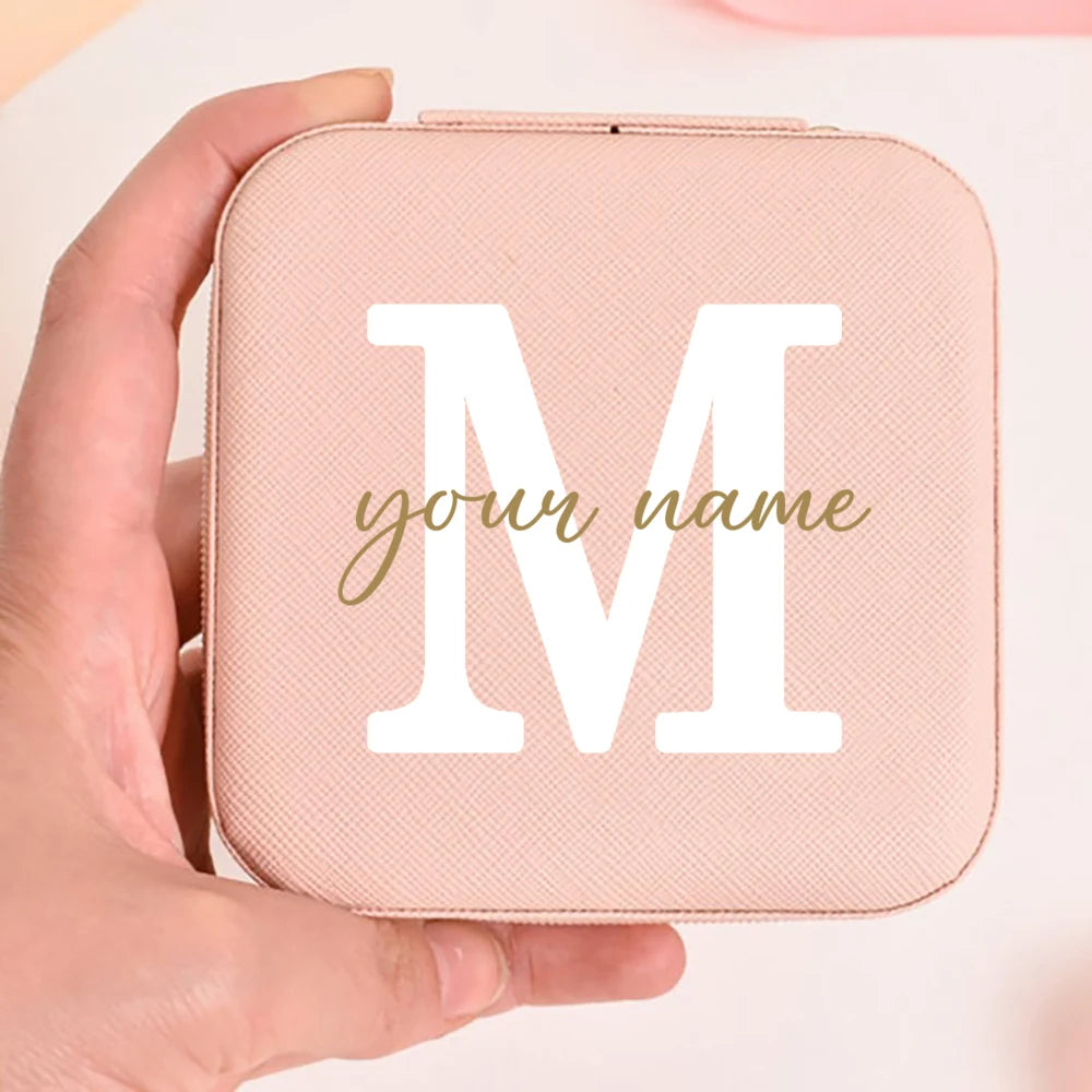 Personalized Faux Leather Jewelry Box – Custom Name & Initial