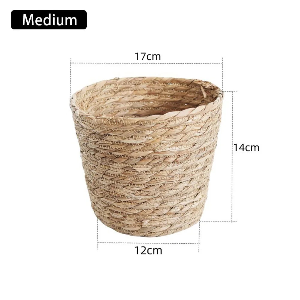 Handwoven Straw Flower Pot Basket Planter – 4 Sizes