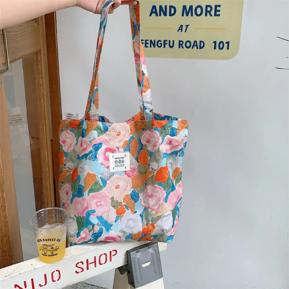 Women's Vintage Floral Cotton Shoulder Bag – Large Tote