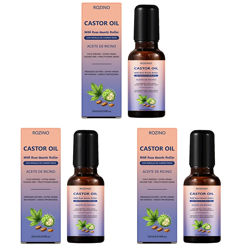 ROZINO Cold-Pressed Castor Oil Roller – Lash, Brow & Scalp