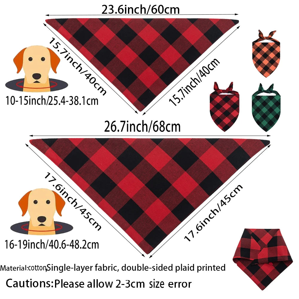 My First Christmas Dog & Cat Bandana Plaid Bow Scarf