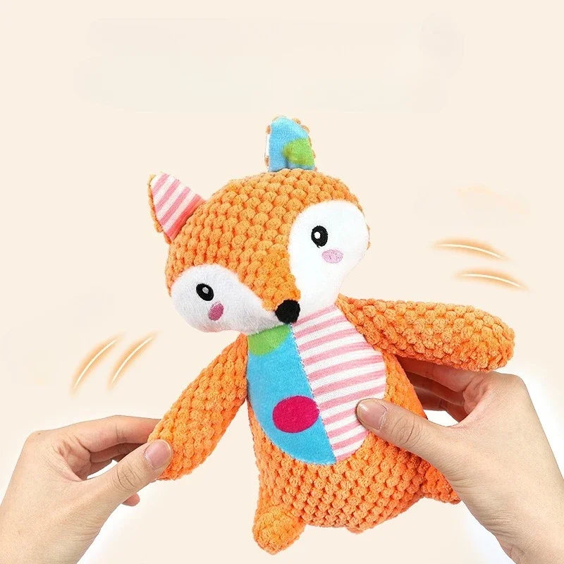 Plush Squeaky Dog Toy – Elephant, Rabbit & Fox Designs