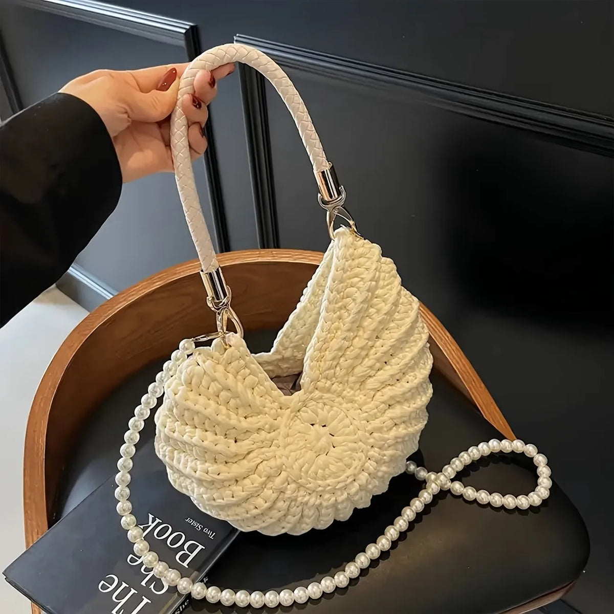 Handmade Woven Shell Bag – Boho Straw Beach Crossbody Purse
