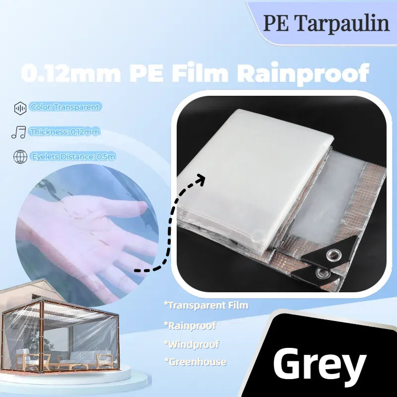 0.12mm Transparent PE Tarpaulin – Waterproof Garden Cover