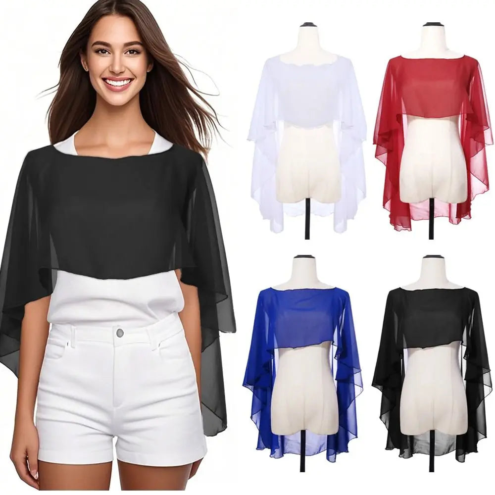 Women's Chiffon Shawl Wrap – Lightweight Wedding Cape & Scarf