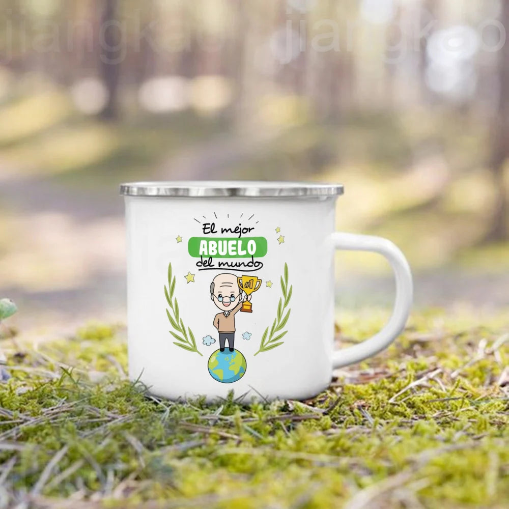 Printed Enamel Camping Mug – Family Gift for Mom, Grandma & More