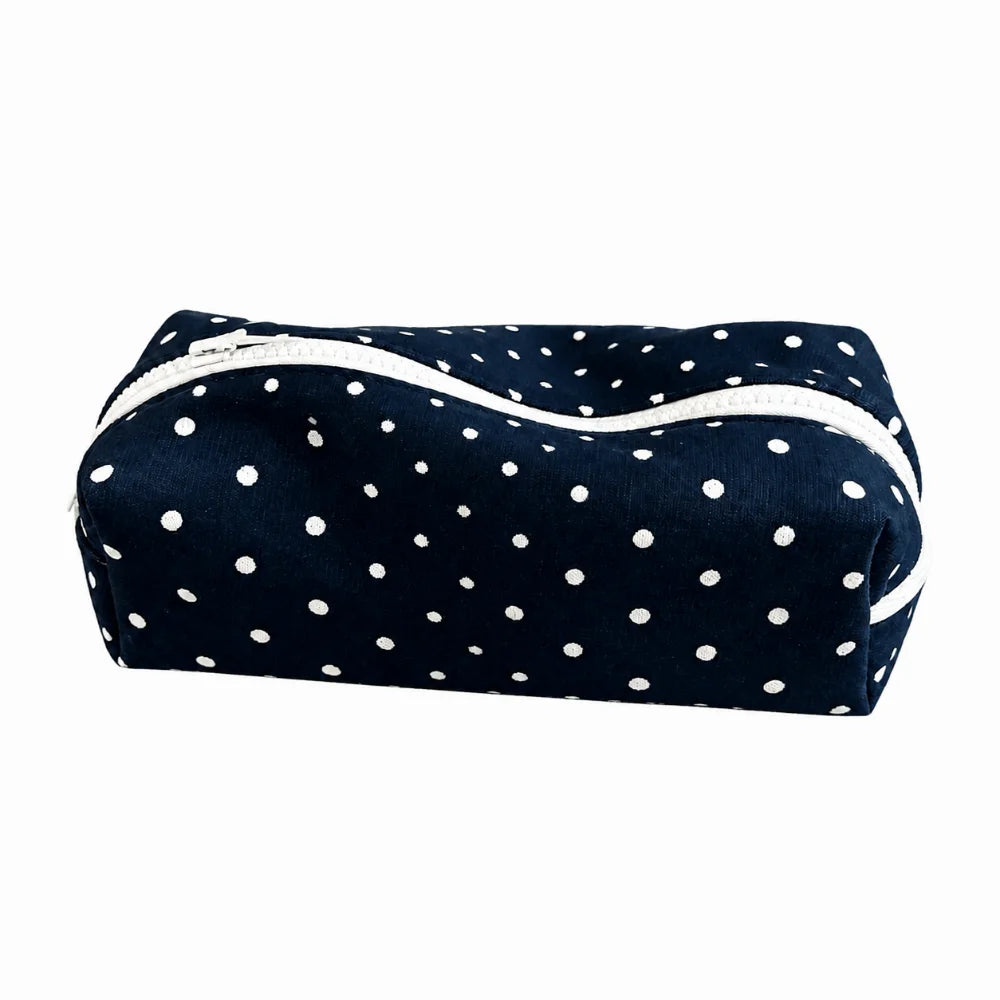 Large Polka Dot Pencil Case – Soft Fabric Pen Bag Organizer