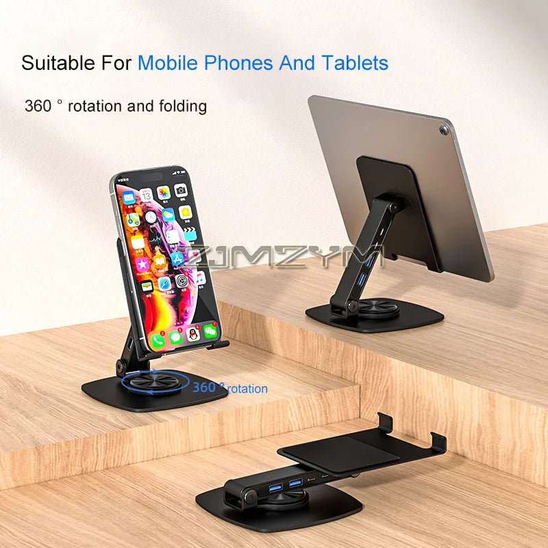 360° Rotating Aluminum Phone & Tablet Desk Stand Holder