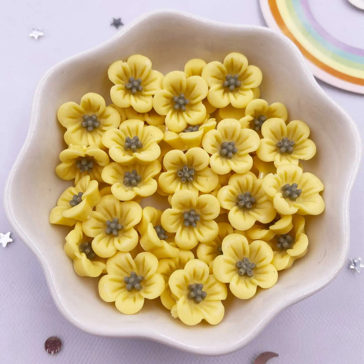 50Pcs 14mm 3D Resin Morning Glory Flatback Flower Craft Gems