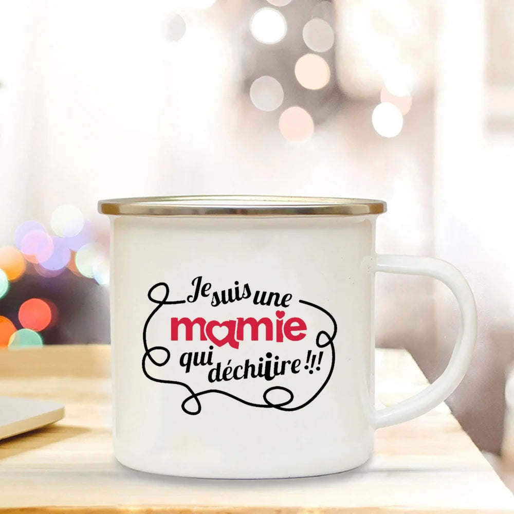 Super Mamie I Love You Enamel Mug | Grandmother Gift Mug