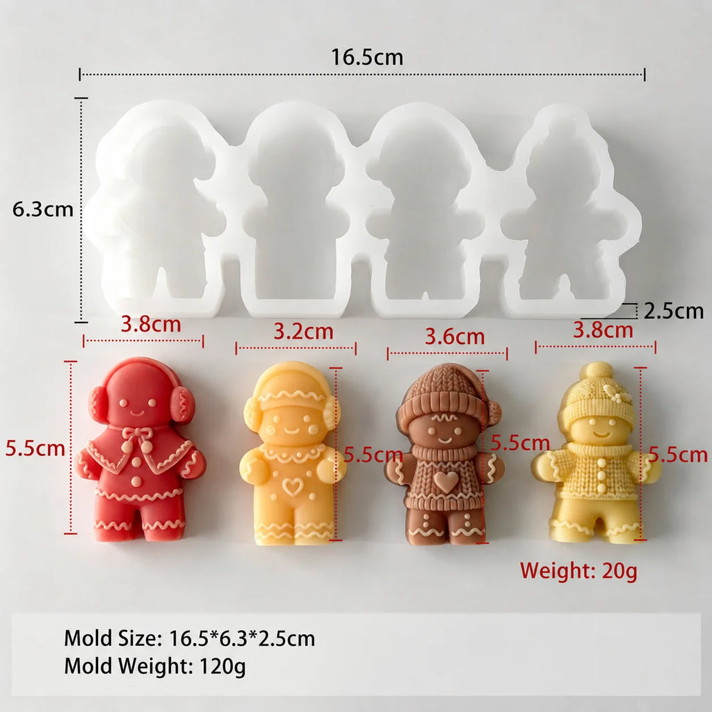 3D Christmas Gingerbread Man Silicone Candle & Baking Mold